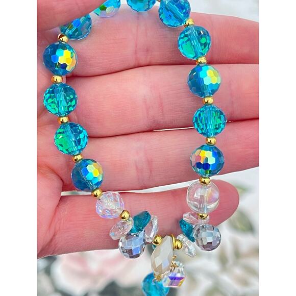 Blue Swarovski Beaded Bracelet With Charms - Picture 4 of 7